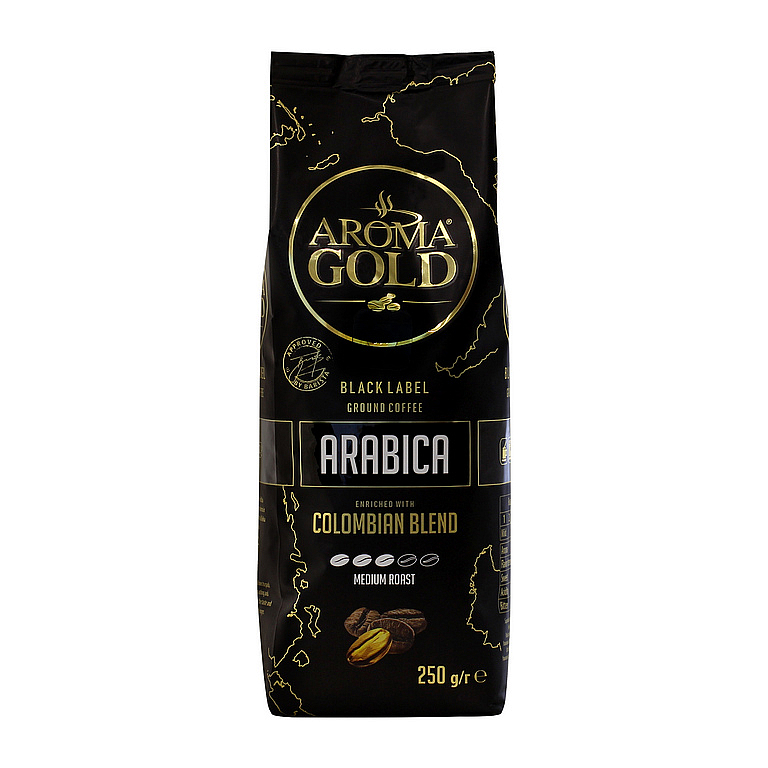 Aroma Gold Black Label Arabica mletá káva 250g